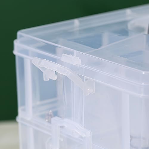 Gagee 3-Tier Craft Storage Organizer,Bead Organizer Box with 30 Adjustable Compartments,Stackable Storage Containers for Arts and Crafts, Toy, Gagee