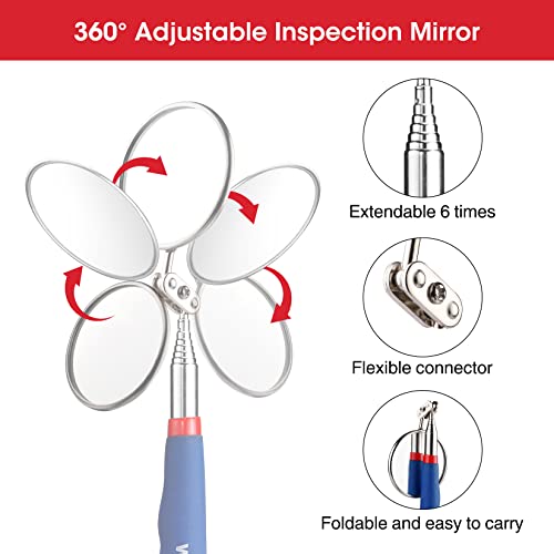 WORKPRO 4PC Telescoping Magnetic Pick Up Tool Kit, Includes Telescoping Inspection Mirror, 2PC Magnetic Pick Up Tool And Four Claw Grabber Tool, Pick WORKPRO