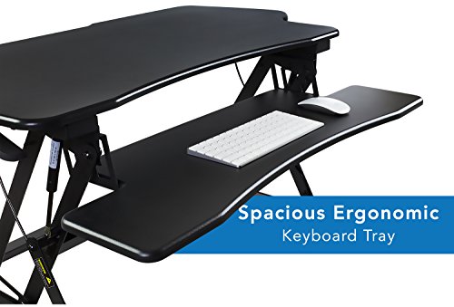 Mount-It! Height Adjustable Standing Desk Converter | 48” Wide Tabletop Sit Stand Desk Riser with Gas Spring | Stand Up Computer Workstation Fits Mount-It!