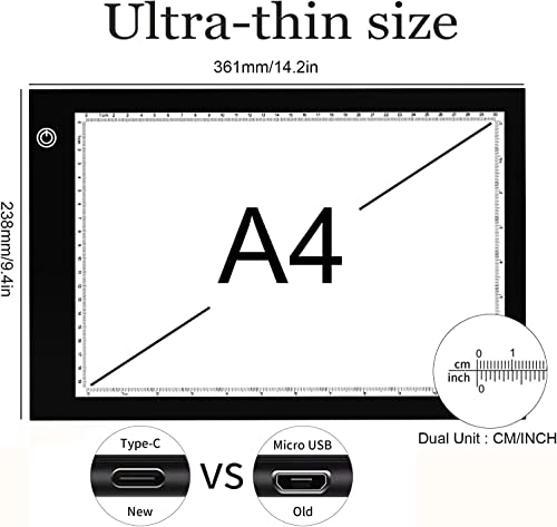 Light Box Drawing Pad, Tracing Board with Type-C Charge Cable and Brightness Adjustable for Artists, AnimationDrawing, Sketching, Animation, X-ray XIAOSTAR
