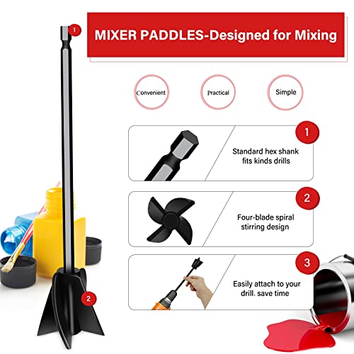 4 Pcs Resin Mixer Paddles for Resin Drill, Epoxy Mixer Attachment for Drill, Paint Mixer/Paint Stirrer for Mixing Resin, Epoxy, Silicone Molds Riomh