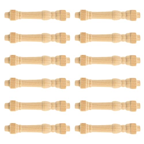COHEALI 36 pcs Wooden Art Craft Decor Accessory DIY Spindles Unfinished Dollhouse Wood Handrails Layout Models Miniature Furniture for Mini Railing COHEALI