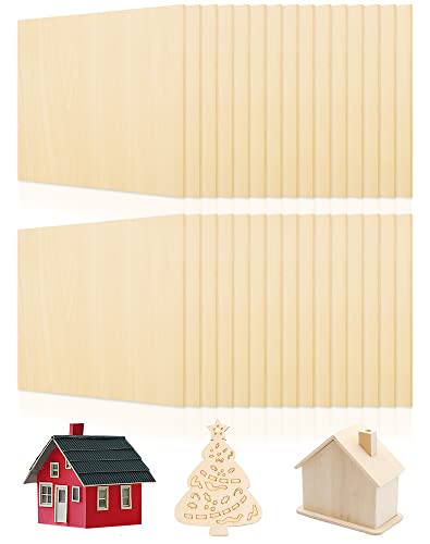 Benvo 30 Pieces Birch Plywood Sheets Craft Wood Unfinished Square Wood Blank Coaster Bulk for Crafts Laser Cutting, Drinks, Painting, Writing, Benvo