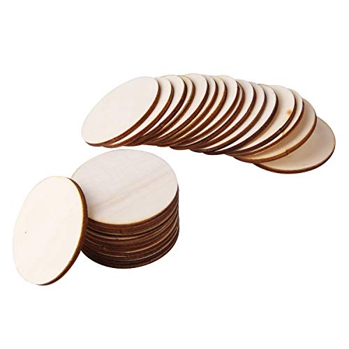 Arroyner 2" Small Wood Circles Round Wood Discs DIY Unfinished Round Blank Wooden for Crafts, School Project, Decoration 120 Pieces Arroyner