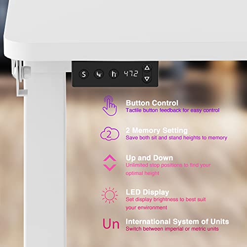 AVLT 50" Electric Standing Desk with Tilting Tabletop (4 ft 7 inches) – Height Adjustable Dry Erase Top Whiteboard and Rolling Casters – 2 Leg AVLT