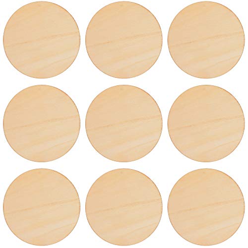 SKPPC 80 Pieces 4 Inch Unfinished Wood Circles Rounds Wooden Cutouts for Crafts, Door Design, Christmas Decorations, Coasters and DIY Home Decor SKPPC