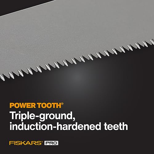 Fiskars Pro Power Tooth Universal Hand Saw - 15" Blade and Safety Sheath - Carpenter Saw - Holiday Gift Construction Tools - Orange/Black Fiskars