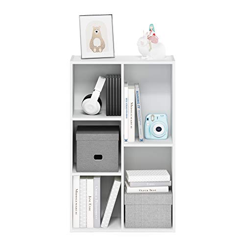 Furinno Luder Bookcase / Book / Storage , 5-Cube, White Furinno