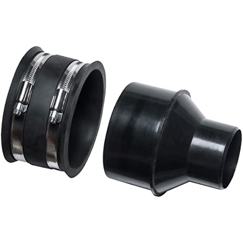 POWERTEC 70322 4" to 2-1/2" Reducer and 4" Dust Control Flex Cuff with Hose Clamps , Black POWERTEC