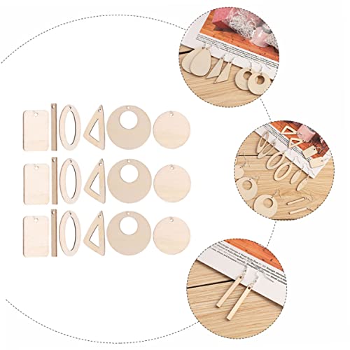 KALLORY 60pcs DIY Earrings Wood Earring Base Dangle Earrings Wood Charms Natural Wood Pendants Earring Making Supplies Kit Unfinished Natural Wood KALLORY