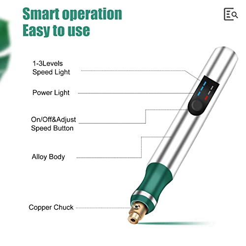 Electric Engraving Pen with 36 Stencils,25W Cordless Etching Engraving Tool with 35bits,USB Rechargeable Mini Micro Professional Engraver Machines VERONNI
