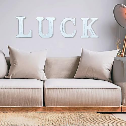 WOODOUNAI 6 Inch Rustic White Wood Letters Unfinished Wood Letters for Wall Decorative White Retro Standing Letters Sign Board Decoration for Craft woodounai