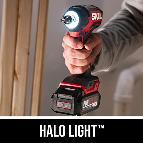 SKIL PWR CORE 20 Brushless 20V Compact Drill Driver and Impact Driver Kit Includes 2.0Ah Battery and PWR JUMP Charger - CB8437B-10 Skil