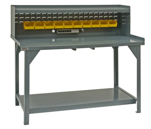 Durham Heavy Duty Steel/Iron Workbench with Back/End Stops and Riser, DWB-3072-BE-RSR-95, 4000 lbs Capacity, 30" Length x 72" Width x 34" Height, Durham