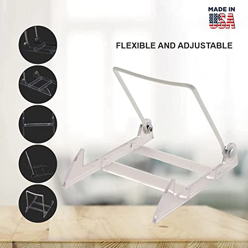 KINGDOM SOLUTIONS KS- 12 Pack Sturdy & Versatile Adjustable Plate Stand 4" x 4.75" - Made in USA Acrylic Easels to Display Plates, Frames, Photos, KINGDOM SOLUTIONS