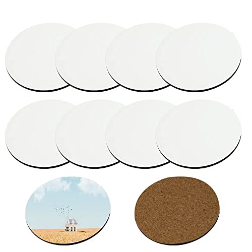 MR.R 10 Pieces Sublimation Blanks Round Cup MDF Coasters, Raw Wood Back Hardboard Sublimation Coasters Blanks,Absorbent Heat Transfer Cup Coasters MR.R
