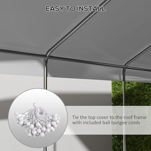 Outsunny 10' x 20' Carport Replacement Top Canopy Cover, Waterproof and UV Protected Garage Car Port Cover with Ball Bungee Cords, Beige, (Only Outsunny