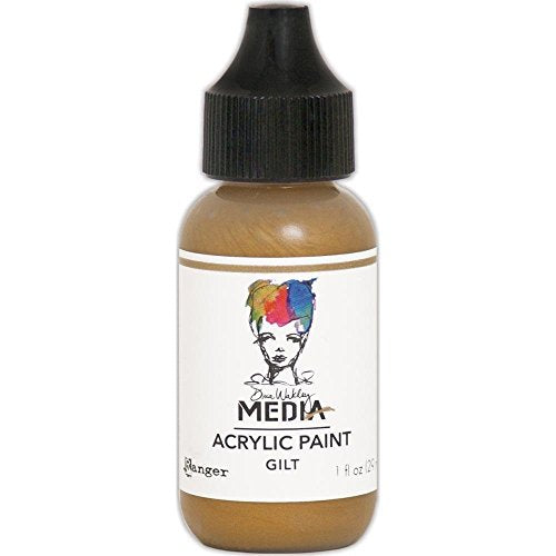 Dina Wakley Metallic Heavy Body Acrylic Paint Bundle - 6 Bottles, 1 Ounce Each - Ancient, Rosy, Medieval, Gilt, Penny and Sterling Dina Wakley Media