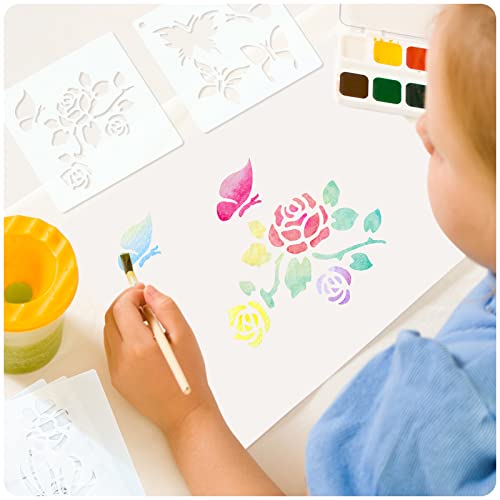 60 Pieces Flower Animal Stencils for Painting Reusable Deer Bear Stencil Butterfly Bird Bee Mountain DIY Craft Template Paint Stencils for Painting Marspark