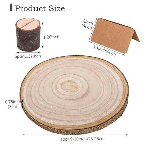 Natural Round Wood Slices 10 Pack 8-9 inches Unfinished Wood kit Circles DIY Crafts Wood Ornament Discs with 10 PCS Cards and 10 PCS Wood Table FORACKS