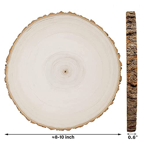 Prsildan 4 Pack Large Wood Circle Slices, 8 to 10 Inches DIY Unfinished Wood Table Centerpieces, Natural Rustic Round Crafts for Indoor Christmas Prsildan