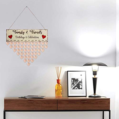 NOLITOY Wooden Board Calendar 50pcs Heart Wooden Slices and 50pcs Iron Loops, Wooden Discs with Holes for Wooden Birthday Reminder Calendar Board DIY NOLITOY