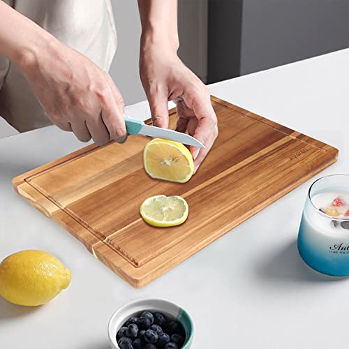 Handmade Acacia Wood Cutting Board Kitchen Fruit Rectangle Wooden Charcuterie Board Meats Cheese Boards Platter Butcher Block Serving Board Chopping Ayiaren