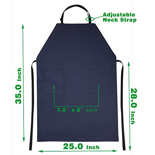 Waterproof Rubber Vinyl Apron W/ 2 Pockets - Lab Apron for DishWashing,Grooming Blue VWELL