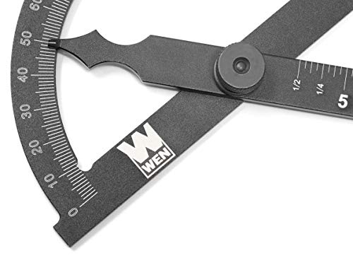 WEN ME512P Adjustable Aluminum Protractor and Angle Gauge with Laser Etched Scale WEN