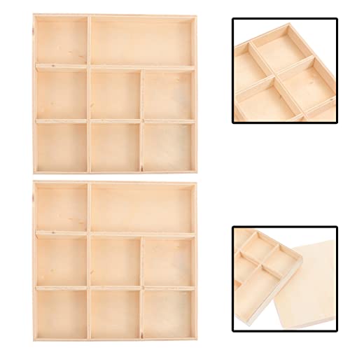 COHEALI 2pcs Boxes Storage Box Wood Drawer Divider Cube Storage Bins Jewelry Display Case Jewelry Organizer Clear Unfinished Jewelry Display Plate COHEALI