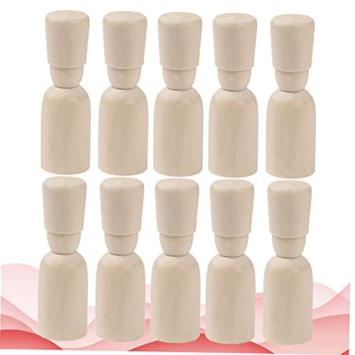 VILLCASE 10pcs Doodle Wooden Man Wooden People Pegs Wood Doll Bodies Woman Peg Doll Supplies Unfinished Peg Bodies Craft Peg Doll Hand-Painted Wooden VILLCASE