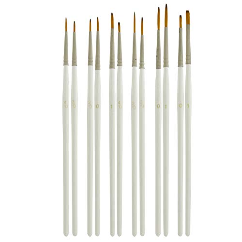 U.S. Art Supply Miniature Detail Paint Brush Set - 12 Miniature Brushes for Art Painting - Acrylic, Watercolor, Oil U.S. Art Supply