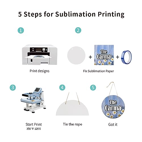 PYD Life 6 Pack 12" Round Sublimation Door Hanger Blanks White Hardboard MDF Wood Blanks Wall Hanging for Heat Press Machine Printing PYD Life