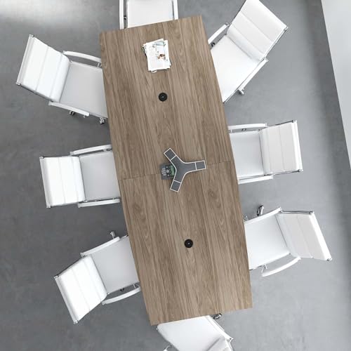 Bush Business Furniture Conference Table for 8-10 People | Boat Shaped 10 FT Engineered Wood Meeting Desk with Wooden Base for Office Boardrooms, Bush Business Furniture