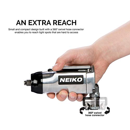 Neiko 30088A 3/8" Drive Butterfly Impact Wrench, 75 Foot/Pound High Power Outlet Air Wrench, 10,000 RPM Pneumatic Impact Wrench, 1/4” Air Inlet 3/8” NEIKO