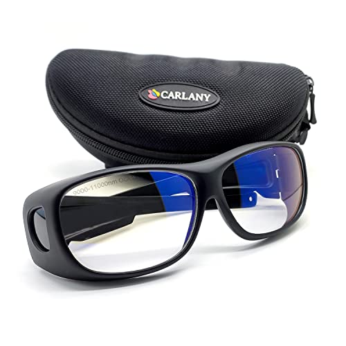 CARLANY CO2 Laser Eye Protection Glasses, 9000nm-11000nm / 10600nm Wavelength Safety Protective Goggles OD 5+, Filtering Technology by Way of CARLANY