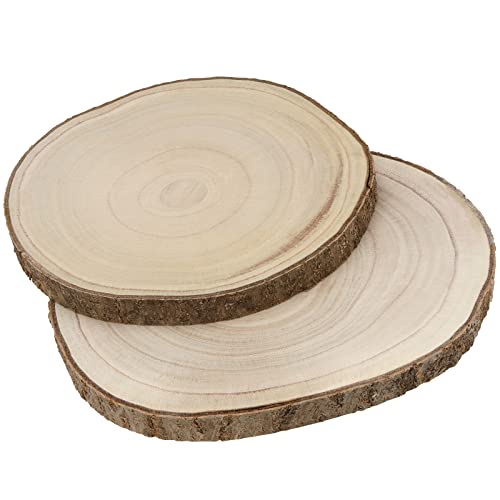 KEILEOHO 6 Piece 10-12 Inch Wood Rounds, Natural Round Wood Slices, Unfinished Rustic Wood Circle Slices Tree Slices for Centerpieces, DIY Projects, KEILEOHO