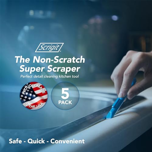 Scrigit Scraper Wide Blade No-Scratch Plastic Scraper Tool, 3 Pack - The Handy Multi-Use Scraping Tool for Removing Food, Labels, Stickers, Paint, Scrigit