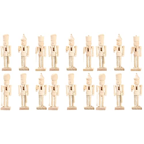 18 Pcs Christmas Puppet Nutcracker Figurine Wood Doll Soldier Decor Wood Nutcracker Unfinished DIY Nutcracker Outdoor Christmas Decorations PartyKindom