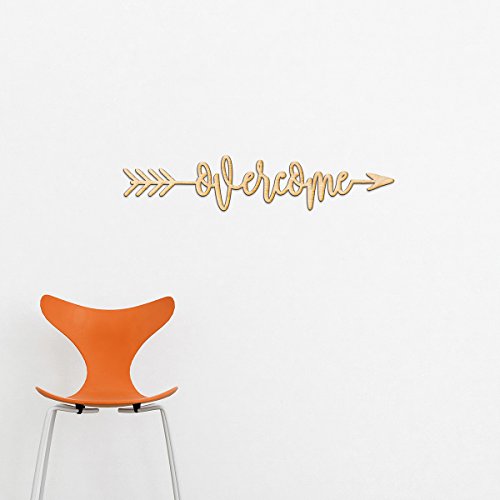 Overcome Right Arrow Wood Sign Home Decor Wall Art Hanging Rustic Unfinished 12" x 3" Woodums