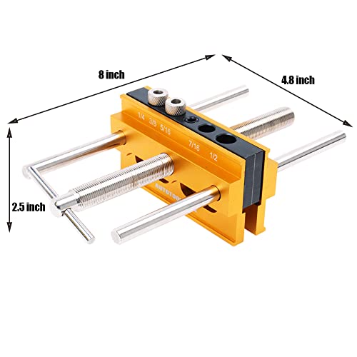 AUTOTOOLHOME Self Centering Doweling Jig Plus 6 inch Widen Wood Dowel Jig Kit Drill Jig for Straight Holes 6 Drill Guide Bushings Set Woodworking AUTOTOOLHOME