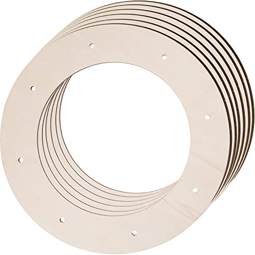 6 Pcs Wooden Wreath Frames for Crafts Unfinished Wooden Craft Floral Hoop Rings DIY Christmas Garland Wood Hanging Decorations for DIY Christmas AWIZOM