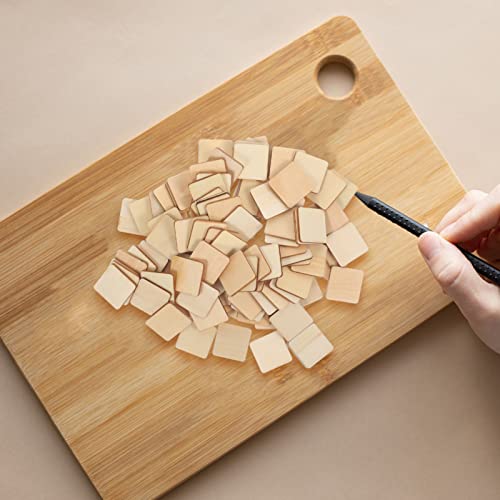 Operitacx 100pcs Square Wood Chips Square Wooden Chip Kids DIY Wood Slices Unfinished Wood Tag Wood Squares Wood Blanks for Crafts Blank Labels Solid Operitacx