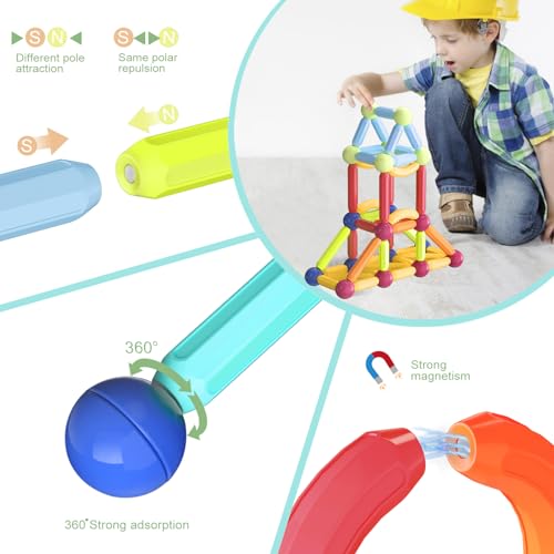 Boys Girls Toys Age 4-5,Little Boy Magnetic Blocks Sticks Tiles Construction Building, Learning Education Stem Preschool Toddler Kids Toys for 3+ BigShu