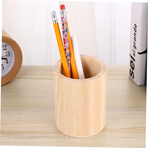 KALLORY 4 Pcs Unfinished Wooden Pen Holder Toothpick Dispenser Wood Remote Control Holder Stationery Organizer Pencil Pot Holder Pen Holders Wood Pen KALLORY