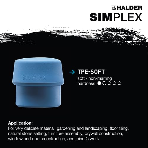Halder - 3017030 3017.030 Simplex 12 oz Soft-Face Hammer, Blue Rubber/Superplastic Faces Halder