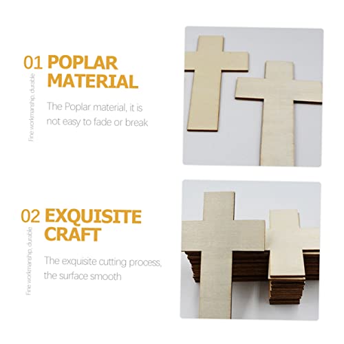 50pcs Easter Cross Cutouts Wood Crafts Unfinished Cross Unfinished Wood Cross Unfinished Blank Cross Craft Wood Chips Cross Embellishments Wood Toy SUPVOX