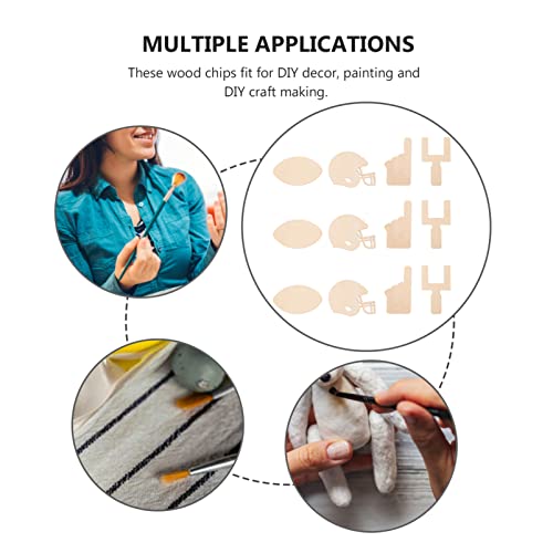 Football Ornament Football Ornament 40pcs Unfinished Wood Shape Football Theme Football Helmet Shaped Wood Slices Blank Football Cutout for DIY Craft EXCEART