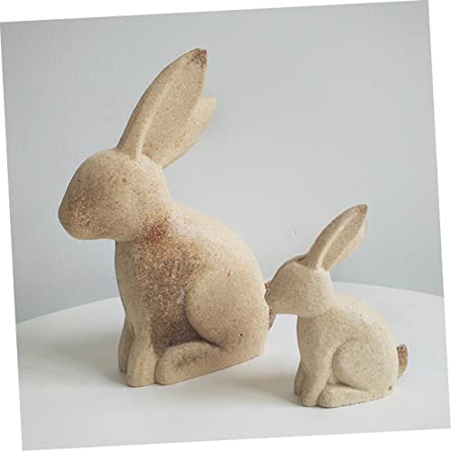 2 Pairs Drawing Rabbit Educational Rustic Easter Desktop Table Shop Decorations Living Spring Animal Statue Figure Favors Wood Cutout Peg White Paint EXCEART