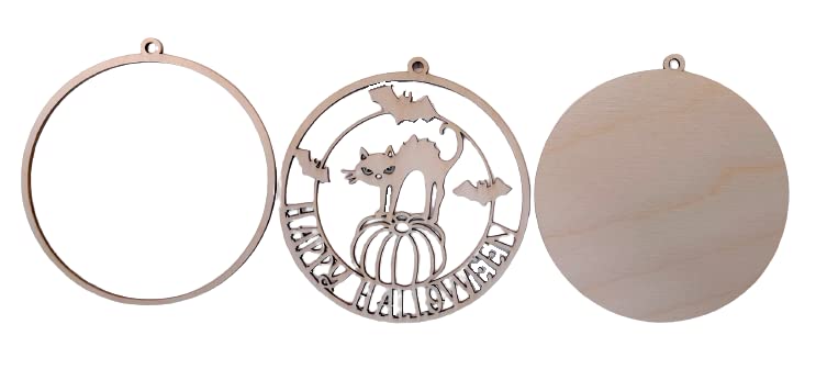 Happy Halloween Cat Door Sign 3 Pieces Laser Cut Out Unfinished RND15 The Wood Shape Store